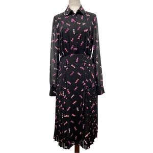 Kate Spade Long Sleeve Black Shirtdress Sweets Chiffon Size 4